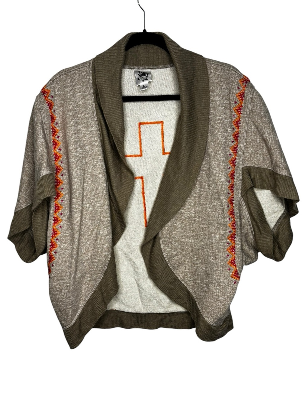 Ivy Jane Boho Embroidered Aztec Cross Cardigan Sweater Size Large